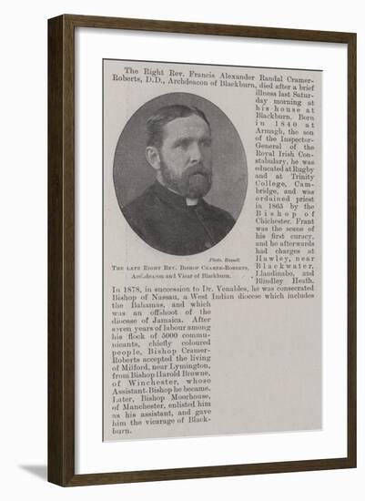 The Late Right Reverend Bishop Cramer-Roberts, Archdeacon and Vicar of Blackburn-null-Framed Giclee Print