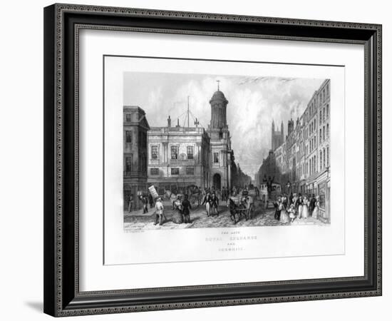 The Late Royal Exchange and Cornhill, London, 19th Century-J Woods-Framed Giclee Print