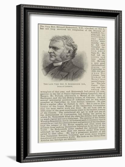 The Late Very Reverend E Bickersteth, Dd, Dean of Lichfield-null-Framed Giclee Print