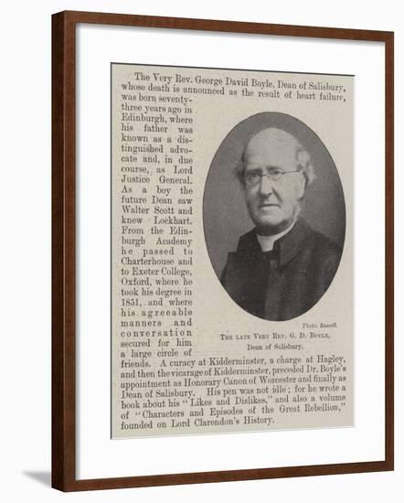 The Late Very Reverend G D Boyle, Dean of Salisbury-null-Framed Giclee Print
