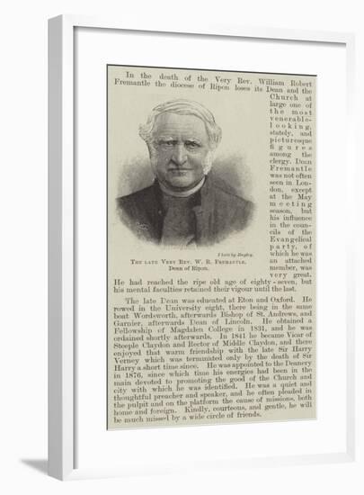 The Late Very Reverend W R Fremantle, Dean of Ripon-null-Framed Giclee Print