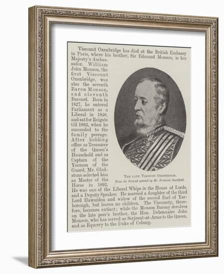 The Late Viscount Oxenbridge-Frederick Smallfield-Framed Giclee Print