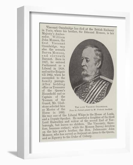 The Late Viscount Oxenbridge-Frederick Smallfield-Framed Giclee Print