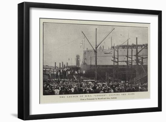 The Launch of H M S London, Leaving the Slips-null-Framed Giclee Print