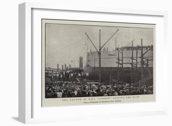 The Launch of H M S London, Leaving the Slips-null-Framed Giclee Print