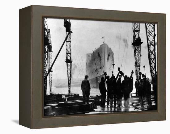 The Launch of R.M.S. 'Queen Mary', Clydebank, September 1934-null-Framed Premier Image Canvas