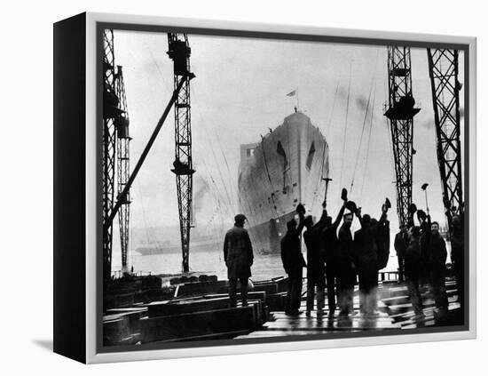 The Launch of R.M.S. 'Queen Mary', Clydebank, September 1934-null-Framed Premier Image Canvas