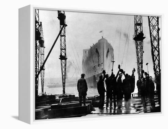 The Launch of R.M.S. 'Queen Mary', Clydebank, September 1934-null-Framed Premier Image Canvas