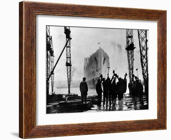 The Launch of R.M.S. 'Queen Mary', Clydebank, September 1934-null-Framed Premium Photographic Print