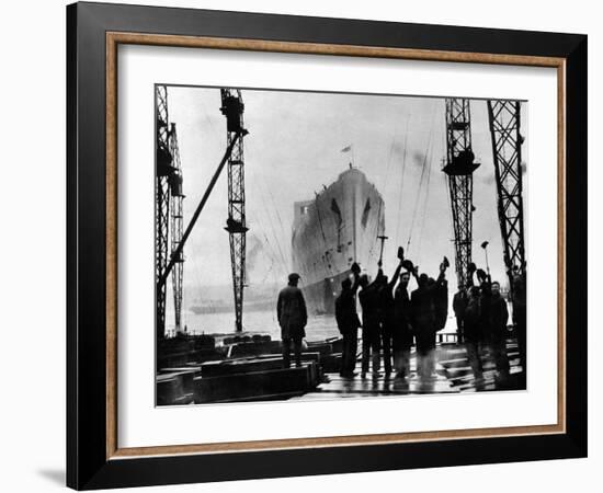 The Launch of R.M.S. 'Queen Mary', Clydebank, September 1934-null-Framed Premium Photographic Print