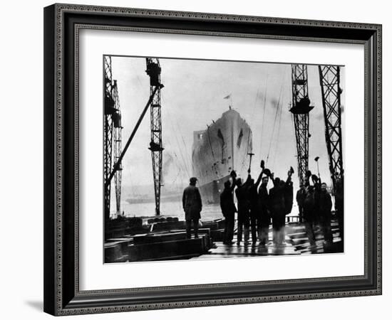 The Launch of R.M.S. 'Queen Mary', Clydebank, September 1934-null-Framed Premium Photographic Print