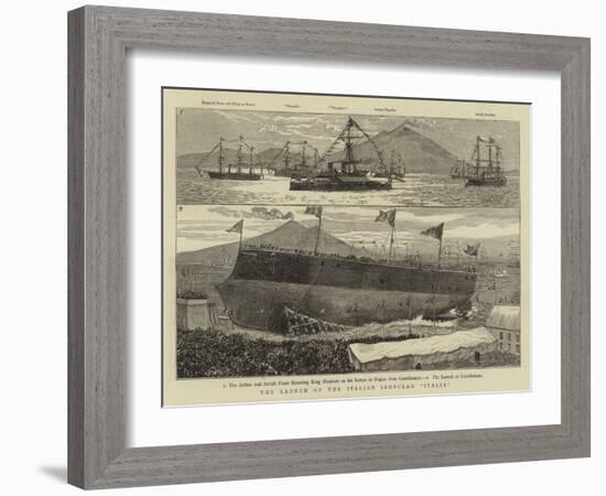 The Launch of the Italian Ironclad Italia-William Lionel Wyllie-Framed Giclee Print
