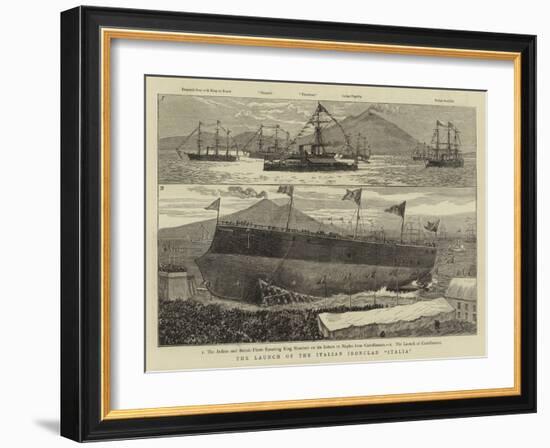 The Launch of the Italian Ironclad Italia-William Lionel Wyllie-Framed Giclee Print