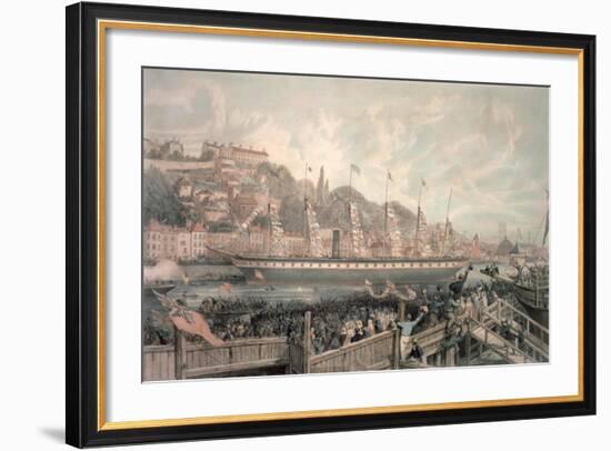 The Launch of the Steamship 'The Great Britain' in the Presence of H.R.H. Prince Albert-English School-Framed Giclee Print