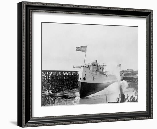 The Launch, Str. Conemaugh, Wyandotte, Mich.-null-Framed Photo