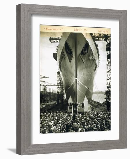 The Launching of the Rms Mauretania, 28th July 1938-English Photographer-Framed Giclee Print