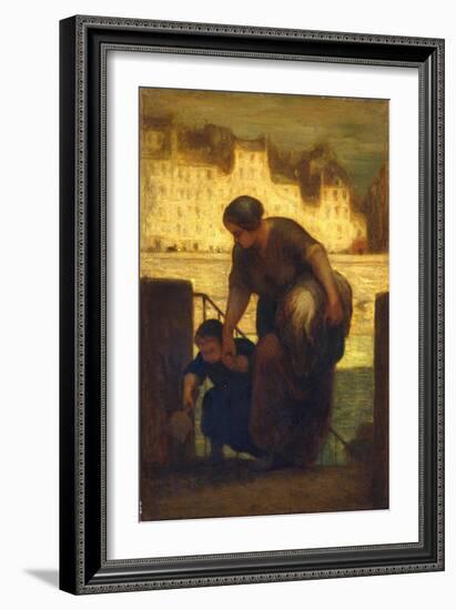 The Laundress, c.1863-Honore Daumier-Framed Giclee Print