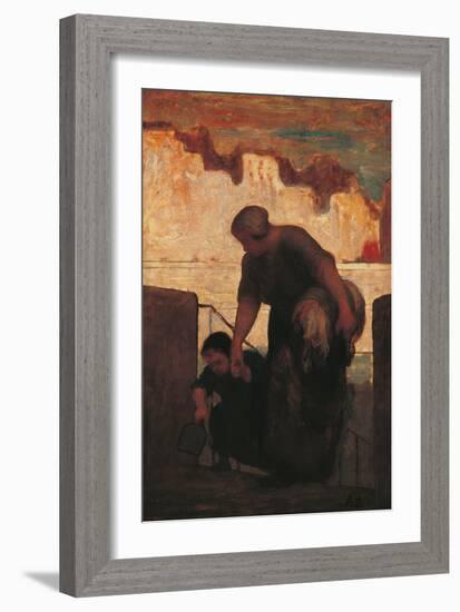 The Laundress-Honoré Daumier-Framed Giclee Print