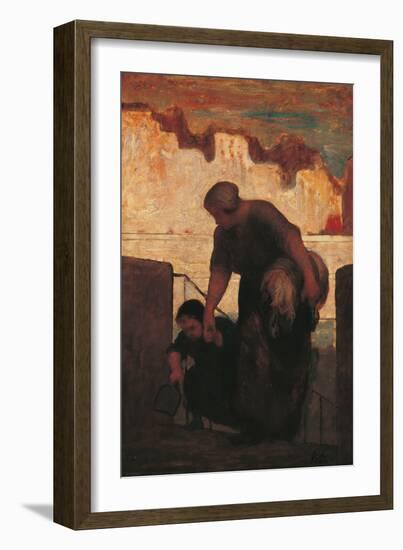 The Laundress-Honoré Daumier-Framed Giclee Print