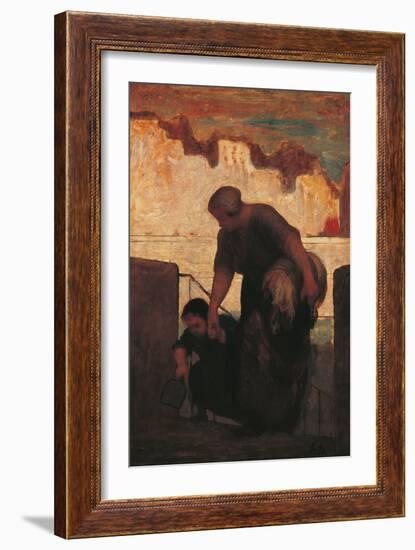 The Laundress-Honoré Daumier-Framed Giclee Print