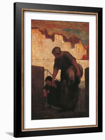 The Laundress-Honoré Daumier-Framed Giclee Print