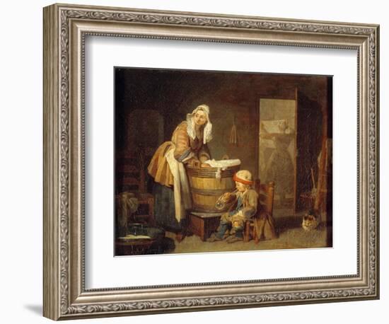 The Laundry Machine. Painting by Jean Baptiste Simeon Chardin (1699-1779), 18Th Century. Oil on Can-Jean-Baptiste Simeon Chardin-Framed Giclee Print