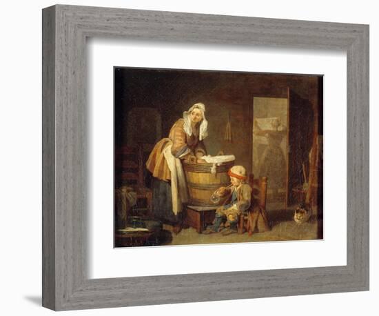 The Laundry Machine. Painting by Jean Baptiste Simeon Chardin (1699-1779), 18Th Century. Oil on Can-Jean-Baptiste Simeon Chardin-Framed Giclee Print