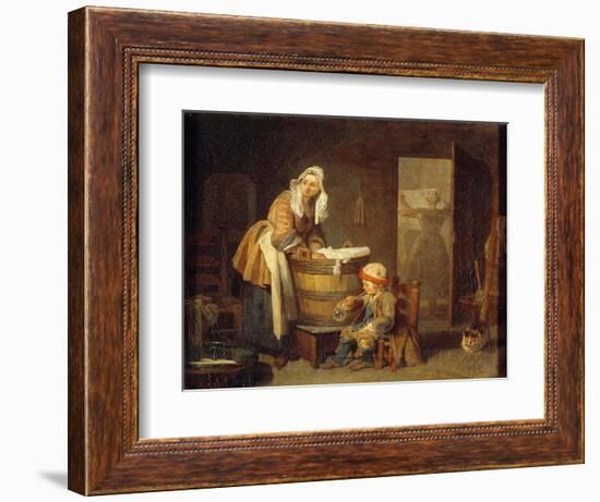 The Laundry Machine. Painting by Jean Baptiste Simeon Chardin (1699-1779), 18Th Century. Oil on Can-Jean-Baptiste Simeon Chardin-Framed Giclee Print