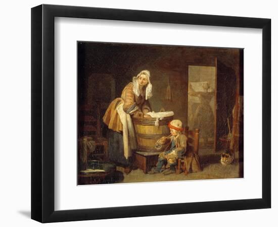 The Laundry Machine. Painting by Jean Baptiste Simeon Chardin (1699-1779), 18Th Century. Oil on Can-Jean-Baptiste Simeon Chardin-Framed Giclee Print