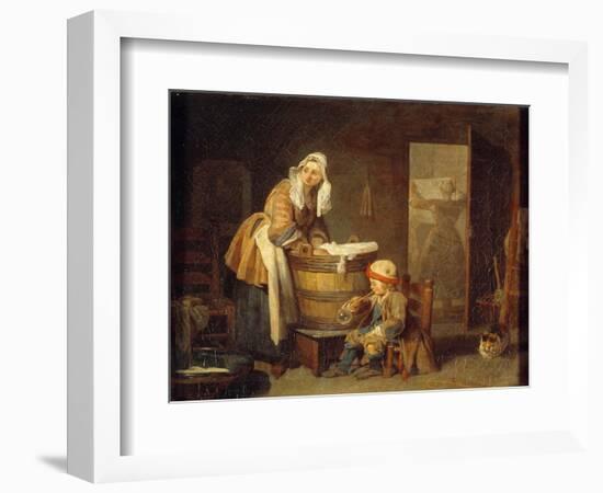 The Laundry Machine. Painting by Jean Baptiste Simeon Chardin (1699-1779), 18Th Century. Oil on Can-Jean-Baptiste Simeon Chardin-Framed Giclee Print