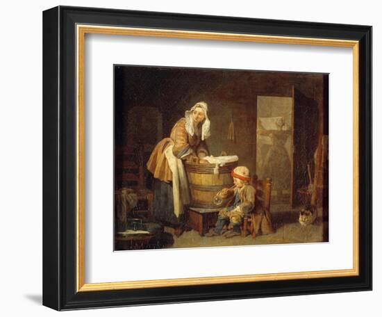 The Laundry Machine. Painting by Jean Baptiste Simeon Chardin (1699-1779), 18Th Century. Oil on Can-Jean-Baptiste Simeon Chardin-Framed Giclee Print