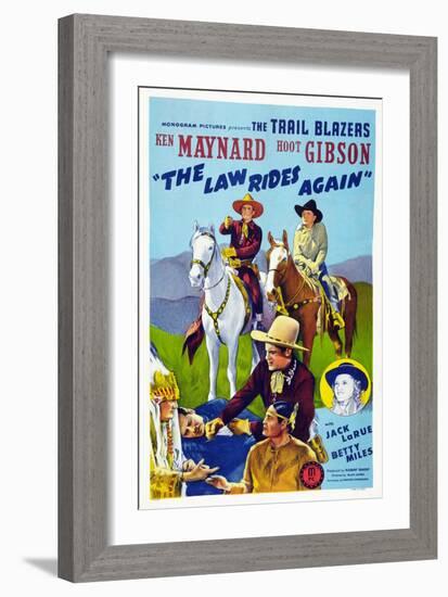 The Law Rides Again, Chief Thundercloud, Ken Maynard, Hoot Gibson, Betty Miles, 1943-null-Framed Art Print