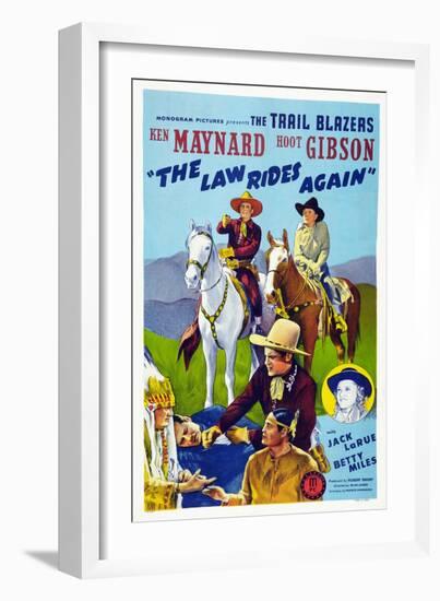 The Law Rides Again, Chief Thundercloud, Ken Maynard, Hoot Gibson, Betty Miles, 1943-null-Framed Art Print