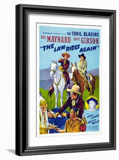 The Law Rides Again, Chief Thundercloud, Ken Maynard, Hoot Gibson, Betty Miles, 1943-null-Framed Art Print