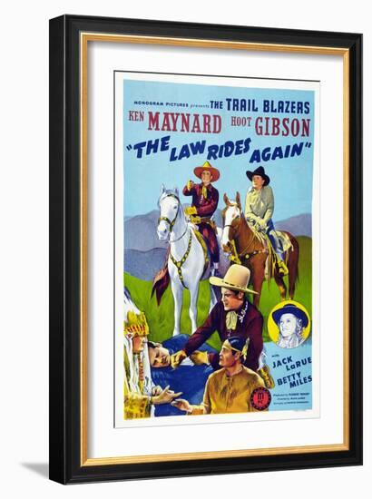 The Law Rides Again, Chief Thundercloud, Ken Maynard, Hoot Gibson, Betty Miles, 1943-null-Framed Art Print