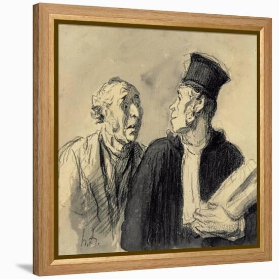 The Lawyer and His Client-Honore Daumier-Framed Premier Image Canvas