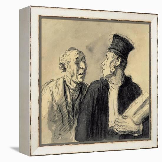 The Lawyer and His Client-Honore Daumier-Framed Premier Image Canvas