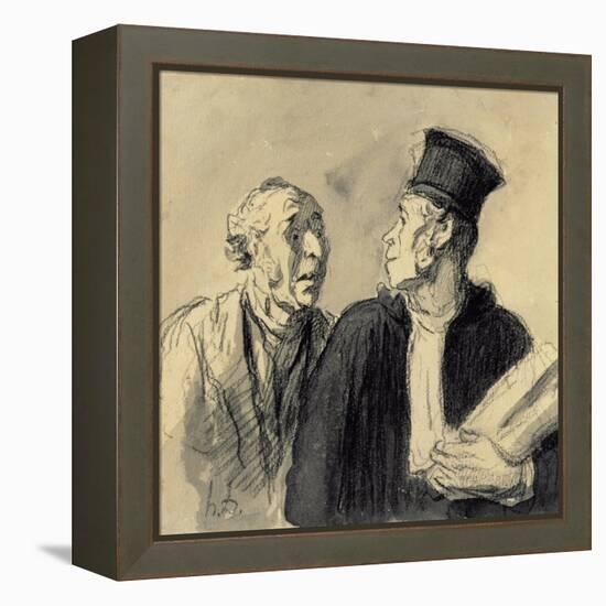 The Lawyer and His Client-Honore Daumier-Framed Premier Image Canvas