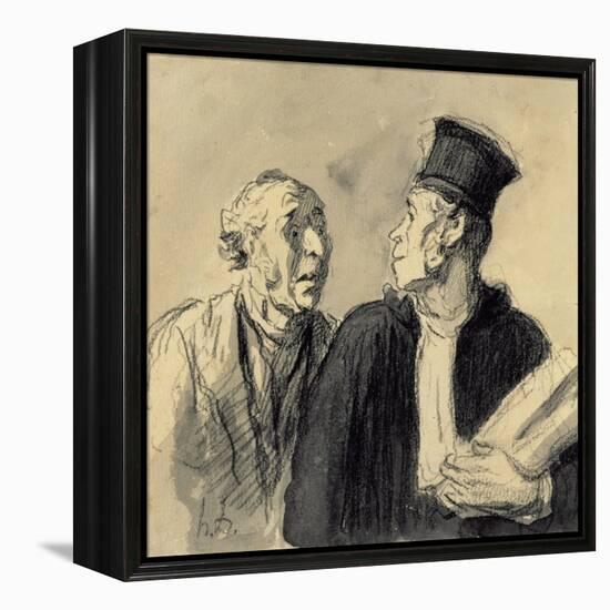 The Lawyer and His Client-Honore Daumier-Framed Premier Image Canvas