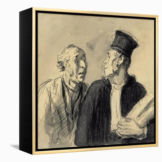 The Lawyer and His Client-Honore Daumier-Framed Premier Image Canvas