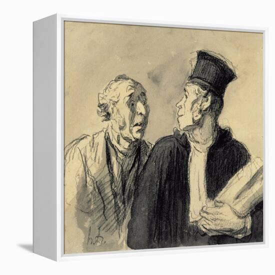 The Lawyer and His Client-Honore Daumier-Framed Premier Image Canvas