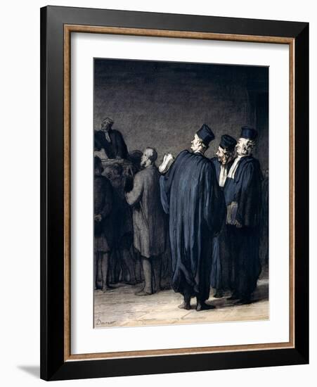 The Lawyers, 1870-75-Honore Daumier-Framed Giclee Print