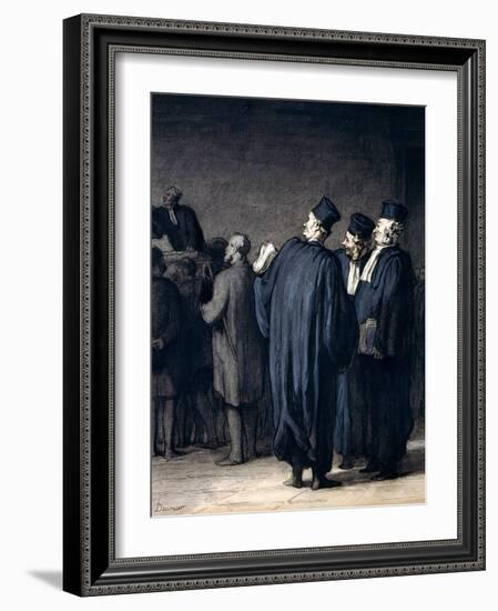 The Lawyers, 1870-75-Honore Daumier-Framed Giclee Print