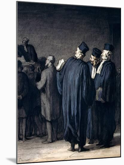 The Lawyers, 1870-75-Honore Daumier-Mounted Premium Giclee Print