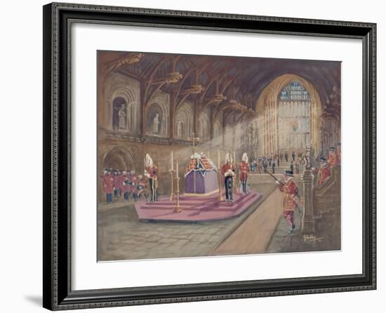 The Laying In State of Her Majesty the Queen Mother-John King-Framed Premium Giclee Print