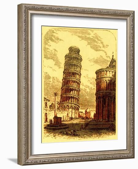 The Leaning Tower, and Apsis of the Cathedral, Pisa, Illustration from 'The World as it Is'-English-Framed Giclee Print