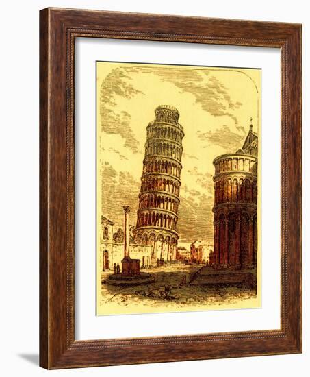 The Leaning Tower, and Apsis of the Cathedral, Pisa, Illustration from 'The World as it Is'-English-Framed Giclee Print