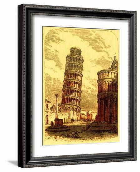 The Leaning Tower, and Apsis of the Cathedral, Pisa, Illustration from 'The World as it Is'-English-Framed Giclee Print