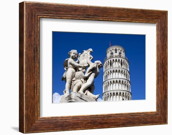 The Leaning Tower of Pisa, campanile or bell tower, Fontana dei Putti, Piazza del Duomo, UNESCO Wor-John Guidi-Framed Photographic Print