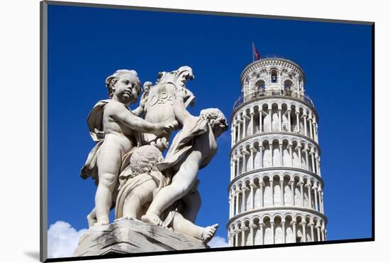 The Leaning Tower of Pisa, campanile or bell tower, Fontana dei Putti, Piazza del Duomo, UNESCO Wor-John Guidi-Mounted Photographic Print